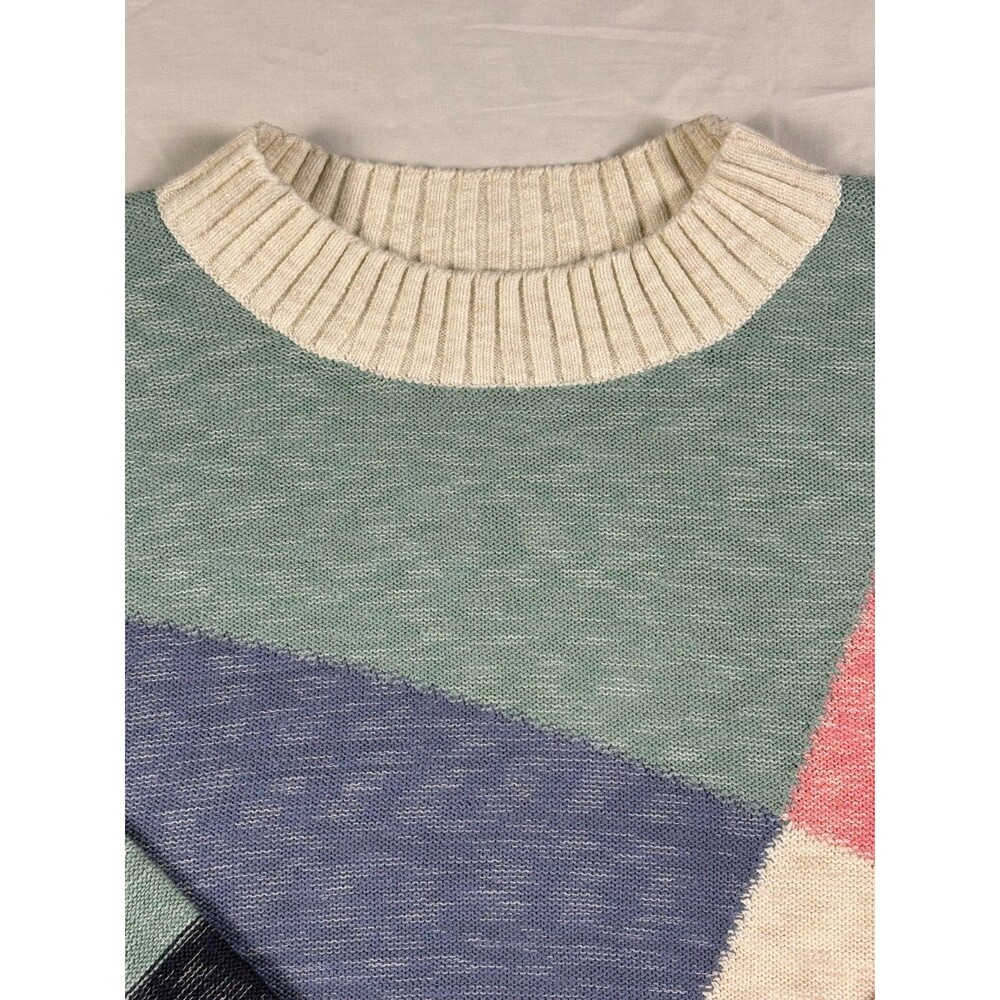 NIC+ZOE Sweater Womens M Geometric Colorblock Cotton Blend Art To Wear Pullover - Picture 4 of 16